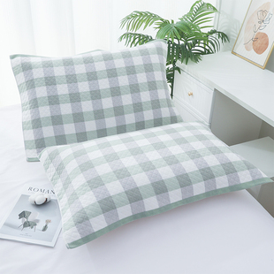 情侣吸汗盖巾 成人欧式 一对装 枕巾素色棉纱布柔软加大厚枕头巾四季