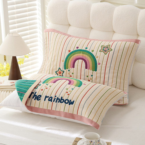 八层枕巾纯棉纱布一对装新款加厚柔软吸汗成人家用全棉大枕头盖巾