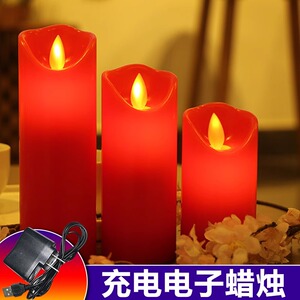 usb充电遥控红色led电子蜡烛灯