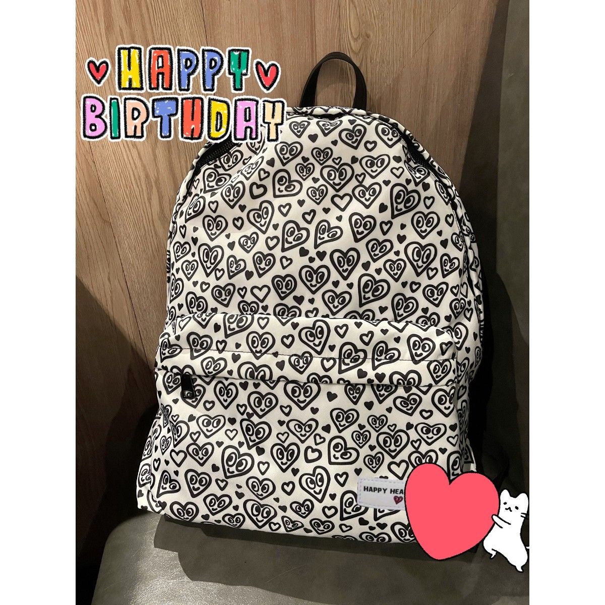 查尔斯桃心双肩包2021新款潮韩国happyheart学生大容量书包背包