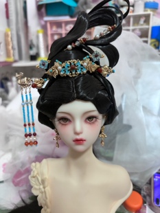 bjd三分娃用古风宫装头饰发簪配饰发冠流苏满堂花醉原创女娃饰品