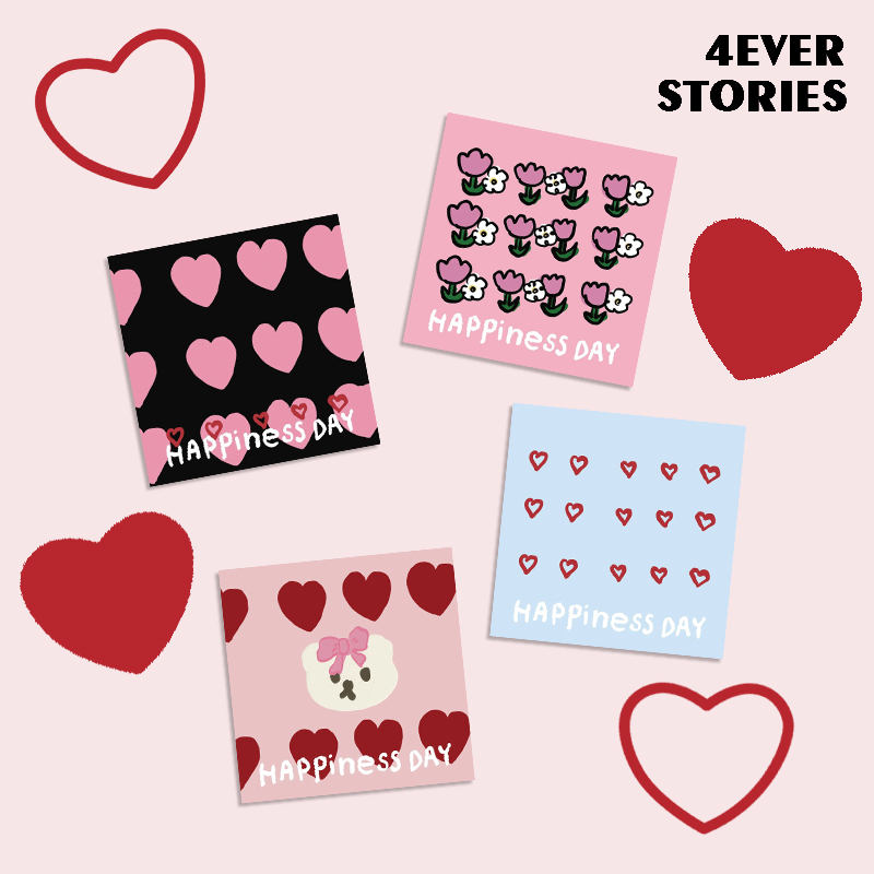 |4ES| 粉红小心心  ins风卡通手绘情人节 爱心墙贴拍照装饰卡片