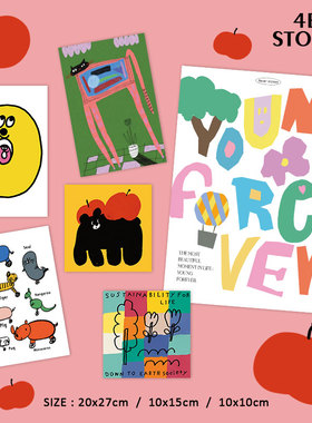 |4ES|抽象可爱2 手写文字简笔画系列 客厅儿童房房间装饰卡片套装