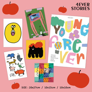 客厅儿童房房间装 手写文字简笔画系列 抽象可爱2 饰卡片套装 4ES