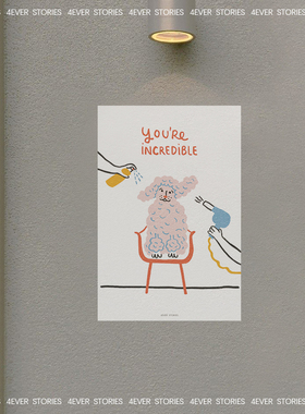 4EVER STORIES| 敲可爱“狗狗洗剪吹” 可移动不干胶墙贴拍照道具