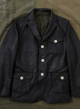 HDK(海觉）驼鹿ELK猎装西装1.5mm厚度鹿皮 无涂铬鞣全粒透染夹克