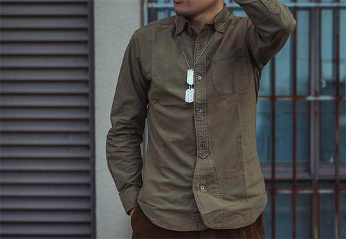 军官衬衫赤耳牛津纺长袖上衣