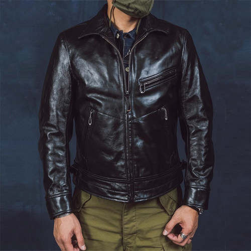 马皮皮衣海觉复古皮衣机车款翻领