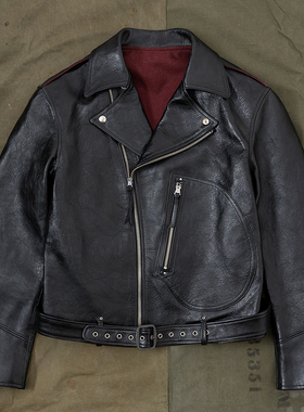 HDK(海觉）25定番拉巴里labare 精选7号全植马皮机车斜拉夹克皮衣