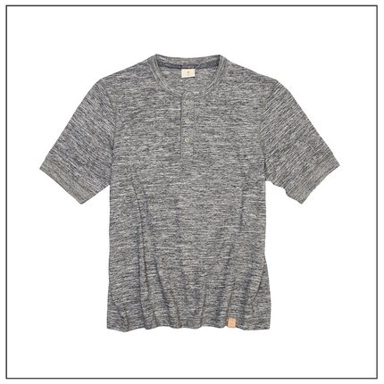 HDK(海觉）TANNERY系列 重磅花纱亨利领圆筒TEE短袖 HORWEEN皮标