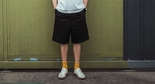 高腰斜纹布复古休闲短裤
