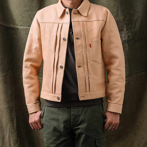 马皮海觉皮衣修身翻领