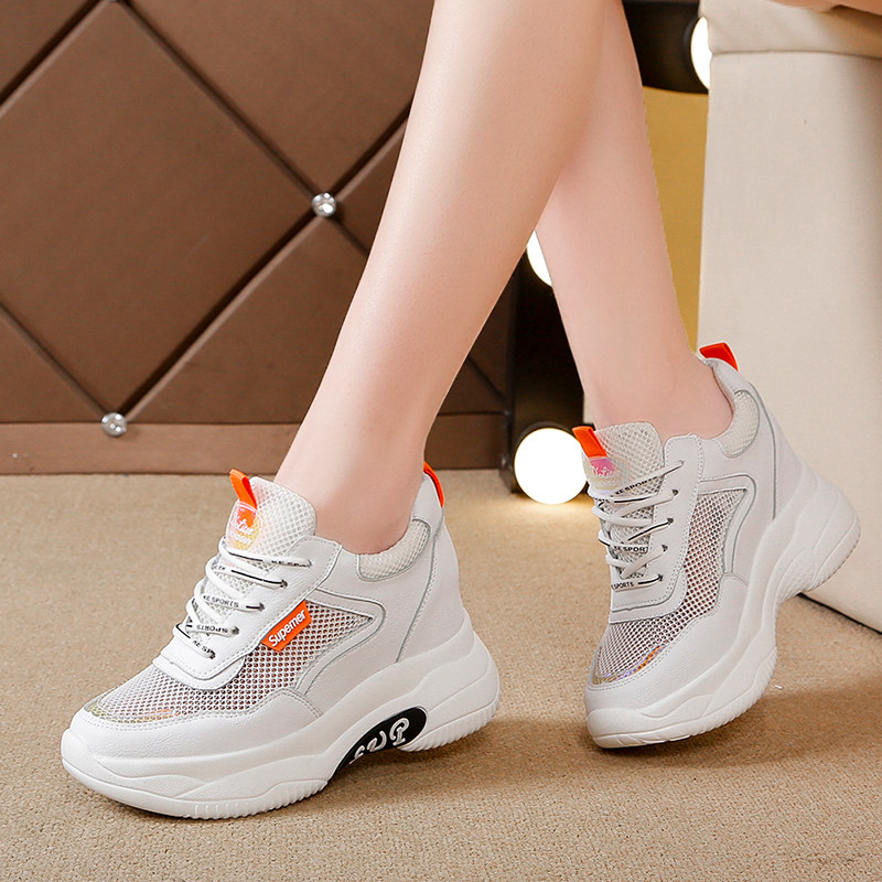 Inside heighten women's shoes 2019 summer new pattern Korean Edition Versatile Net surface ventilation The thickness of the bottom motion White Diddyin the Women's Shoes, Low shoes  category - from Buy2taobao.com to provide professional Taobao agent buy service