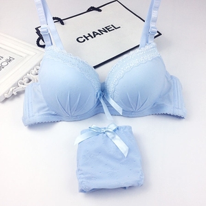 夏季薄款无钢圈文胸少女聚拢调整型胸罩收副乳深V性感内衣套装女