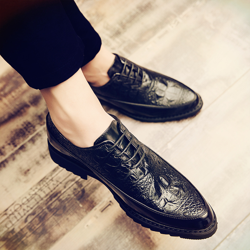 尖头夜店发型师内增高休闲皮鞋