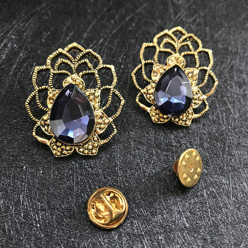 韩国小胸花胸针男领针丝巾扣高档雪花领扣衬衫衣领夹水晶别针茗羽