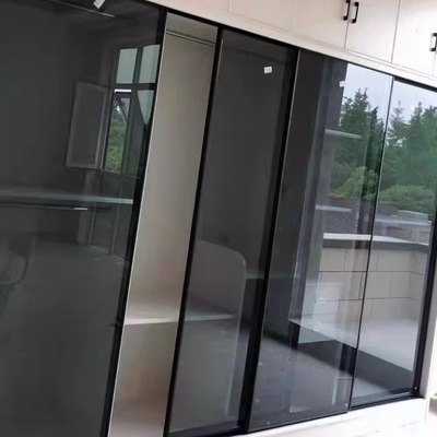 极窄边柜门定制推拉移门钢化玻璃隔断门极简工厂自营