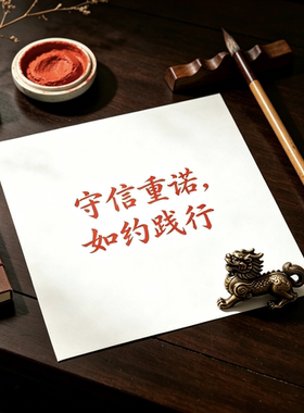 手绘 诚信守诺 民俗诚信题材手作文创随身携带手工绘制非印