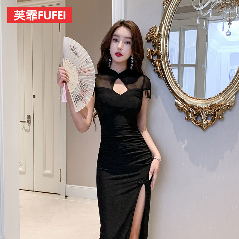 夜总店女装性感紧身显瘦包臀长裙新中式旗袍连衣裙夜总会上班衣服