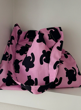 【正品现货】韩国sogonsogon帆布包袋bbabba粉色小猫单肩手提斜挎