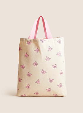 【正品现货】 Percy Pig玛莎猪帆布包玛莎超市礼品小猪印花托特包