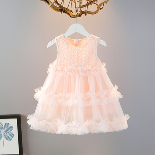 女童连衣裙夏装 洋气公主裙小女孩女宝宝萌网纱蓬蓬裙超仙 2025新款