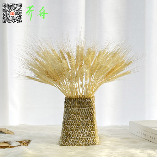 天然麦穗稻草手工花瓶花盆干花真花束打开小麦客厅竹篮装饰装饰品