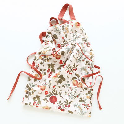 6656田园碎花绒布家用厨房做饭防污围裙花店服围腰反穿罩衣女