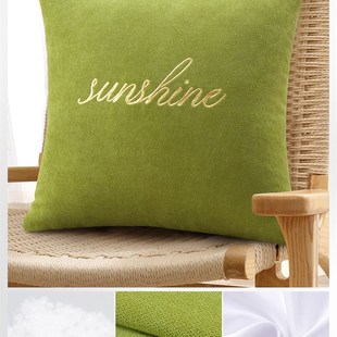 纯色麻绒沙发抱枕靠垫套客厅椅子腰靠床头大号靠背垫抱枕套不含芯