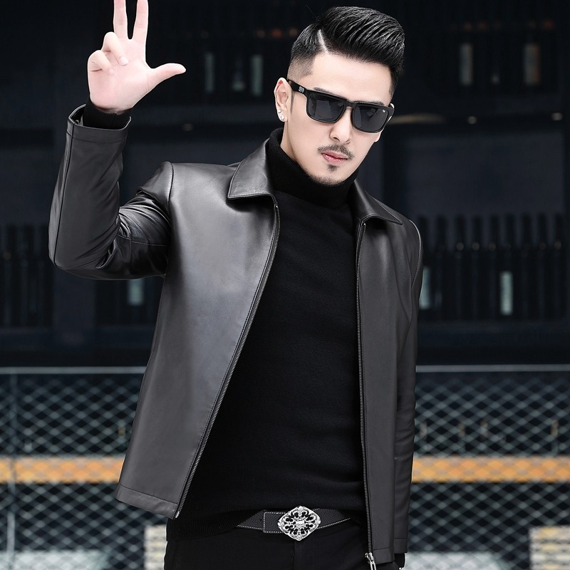 新款海宁真皮皮衣男绵羊皮男士皮夹克中老年短款翻领单皮秋冬外套,男装,皮衣,淘宝优惠券,粉丝福利购,淘宝优惠卷