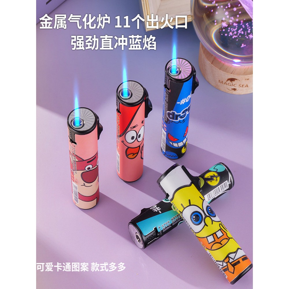 网红同款圆柱防风打火机可充气卡充气打火机