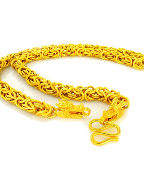 越南沙金项链男龙骨龙头仿真金999链子粗款24K长款正品不掉色