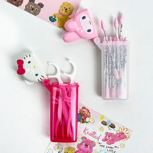 日本三丽鸥美乐蒂HelloKitty凯蒂猫便携棉签收纳盒牙线收纳发卡盒