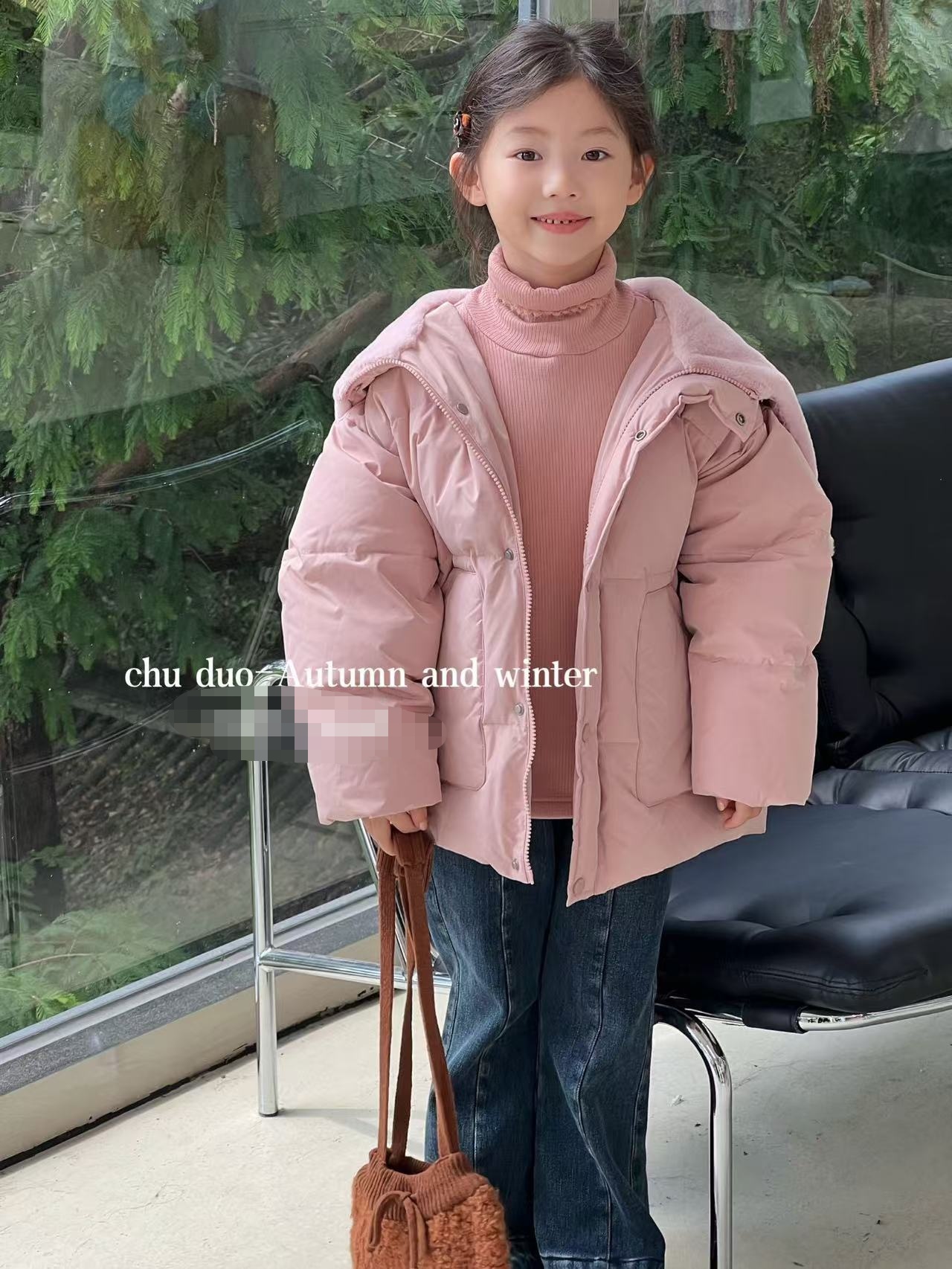 清货中橱多中童冬款韩版女童90连帽白鸭绒时尚加厚保暖外套羽绒服