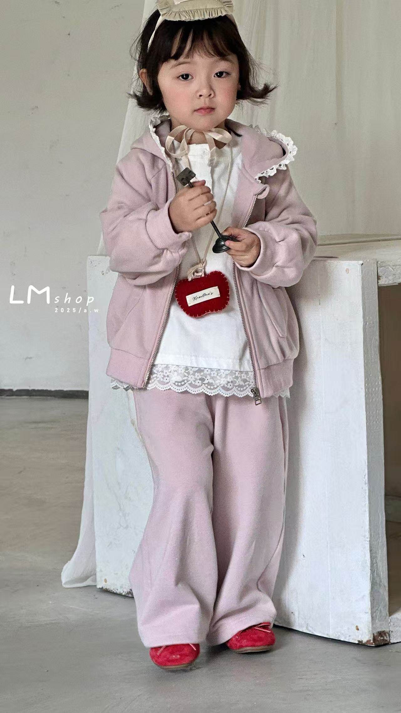 辣妈小铺童装韩版春秋女宝连帽甜美可爱休闲套装