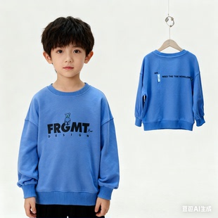新元素中大童春秋韩版男女童圆领套头卫衣百搭休闲上衣宽松T恤