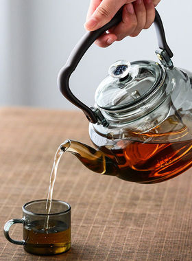 爆款烟灰色星空提梁壶蒸煮一体星空壶泡茶壶家用大容量高硼硅茶壶