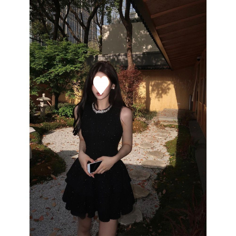 法式赫本风黑色背心连衣裙女夏季高级感气质富家千金晚礼服蛋糕