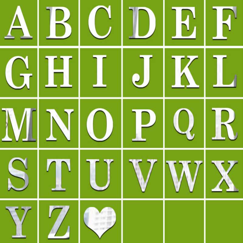 镜面亚克力大写26个英文字母数字墙贴客房卧室自由组合墙面装饰品