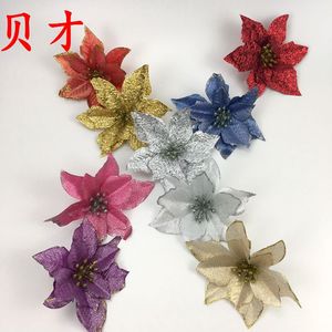 贝才三层金粉圣诞花圣诞树装饰仿真花假花 圣诞节装饰品婚礼装饰