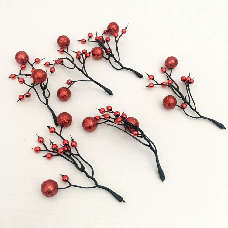11cm闪粉仿真圣诞果子浆果串树花环藤圈装饰品diy配件圣诞节装饰