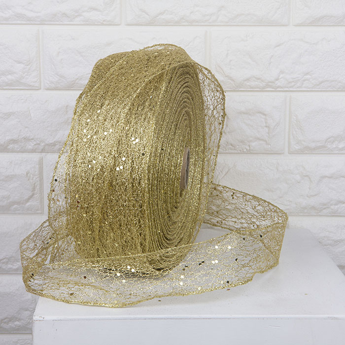 贝才2米金银红网格diy圣诞树彩带