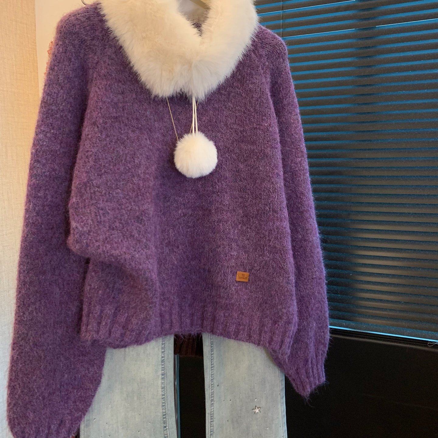 实拍软糯风毛球可拆卸毛领织衫女设计感秋冬小个子短款毛衣外套,女装/女士精品,毛针织衫,淘宝优惠券,粉丝福利购,淘宝优惠卷