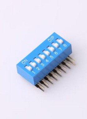 DA-08-B 拨码开关 拨码开关2.54mm间距,弯脚90度侧插 蓝色 8PIN/