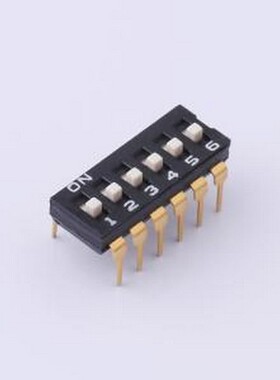YDD06H2 拨码开关 6位高拨键黑色插件2.54MM拨码开关 插件