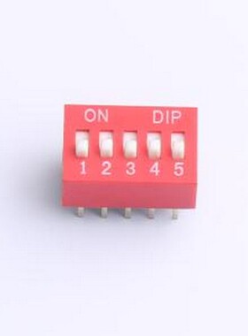 DR-05HT 拨码开关 2.54mm间距 5位 琴键式 直插平拨凸柄 红色 拨
