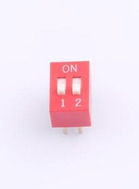 DS-02-R 拨码开关 拨码开关2.54mm间距,红色2PIN/位 立式直插平拨