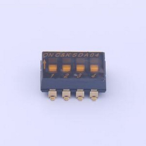 SDA04H0SBR 拨码开关 间距2.54mm 平拨,凹槽式 4位拨码开关 SMD-8