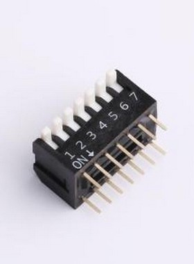 DP-07-K-T 拨码开关 7位 2.54mm间距 宽体黑色侧拨 DIP拨码开关