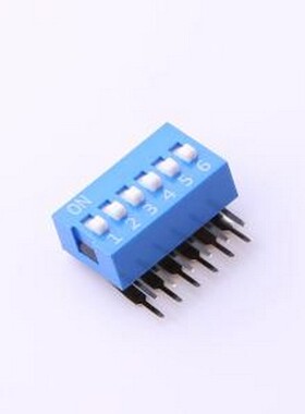 DA-06BLP 拨码开关 间距2.54mm 平拨,凸起式 6位拨码开关 插件